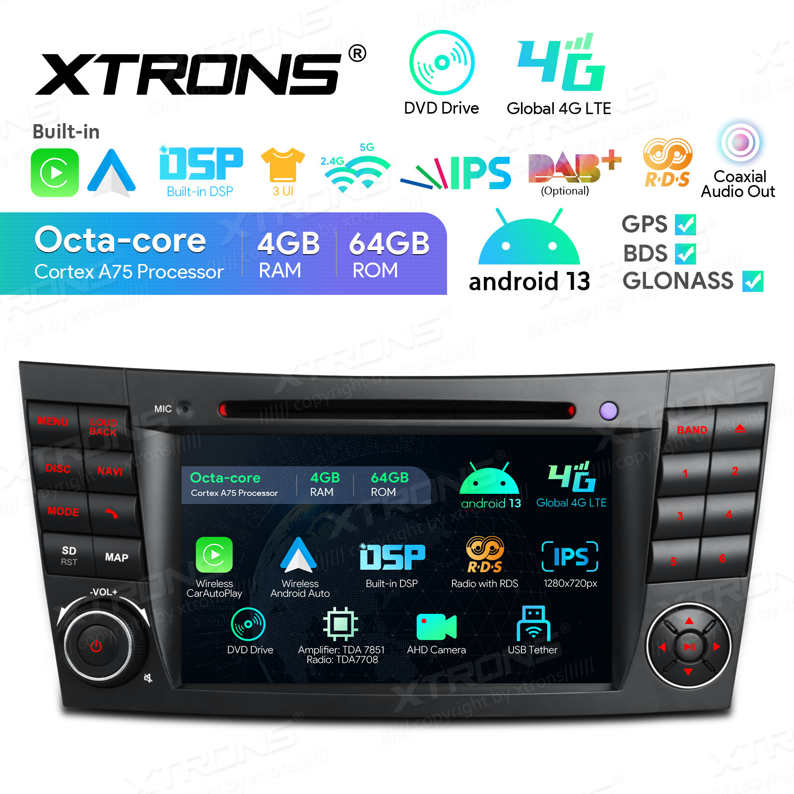 Android 13 8Core Car Stereo DVD Radio GPS For Mercedes Benz E-W211 E350 CLS-W219