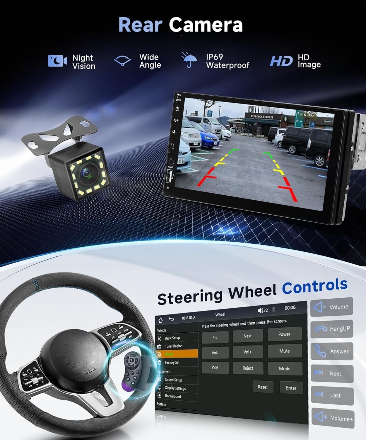 7 Inch Single Din Car Stereo with Wireless Carplay & Bluetooth 5.0 Connectivity
