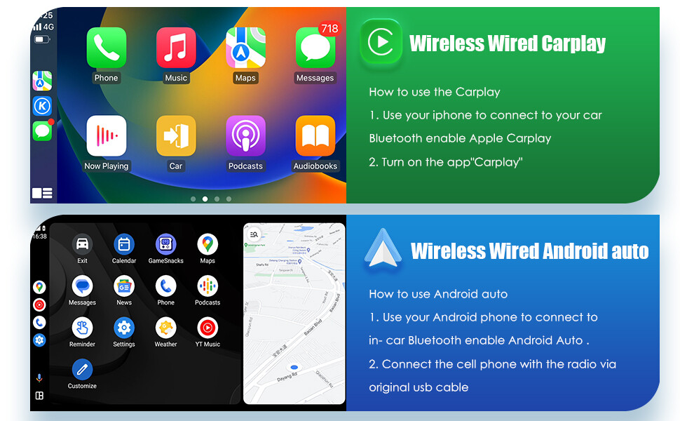 Single 1Din Car Stereo Radio Wireless Apple Carplay 5″ Touch Bluetooth DSP FM AM