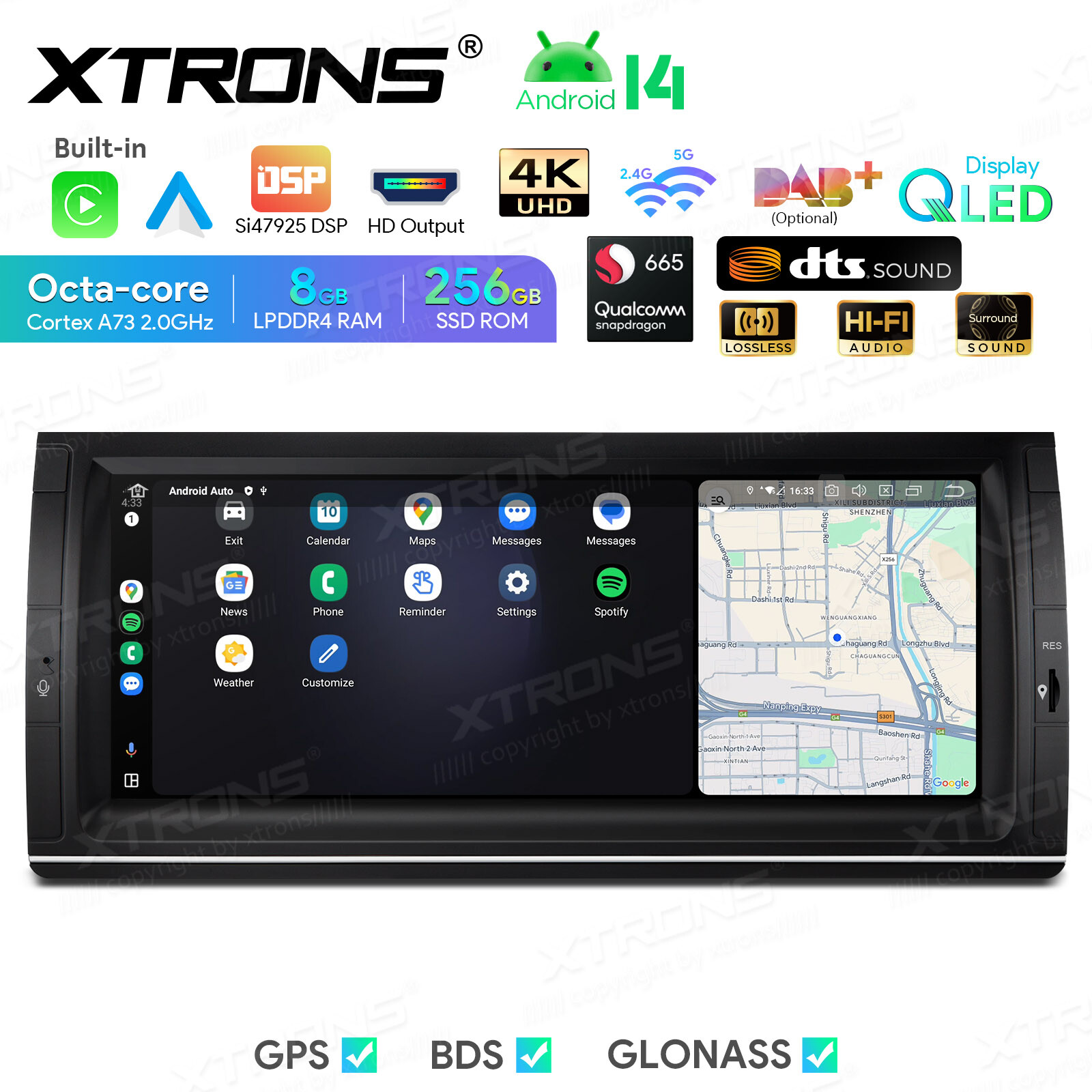 9″ QLED For BMW X5 E53 Android Qualcomm 8Core 256G Car Play GPS Radio Stereo Nav