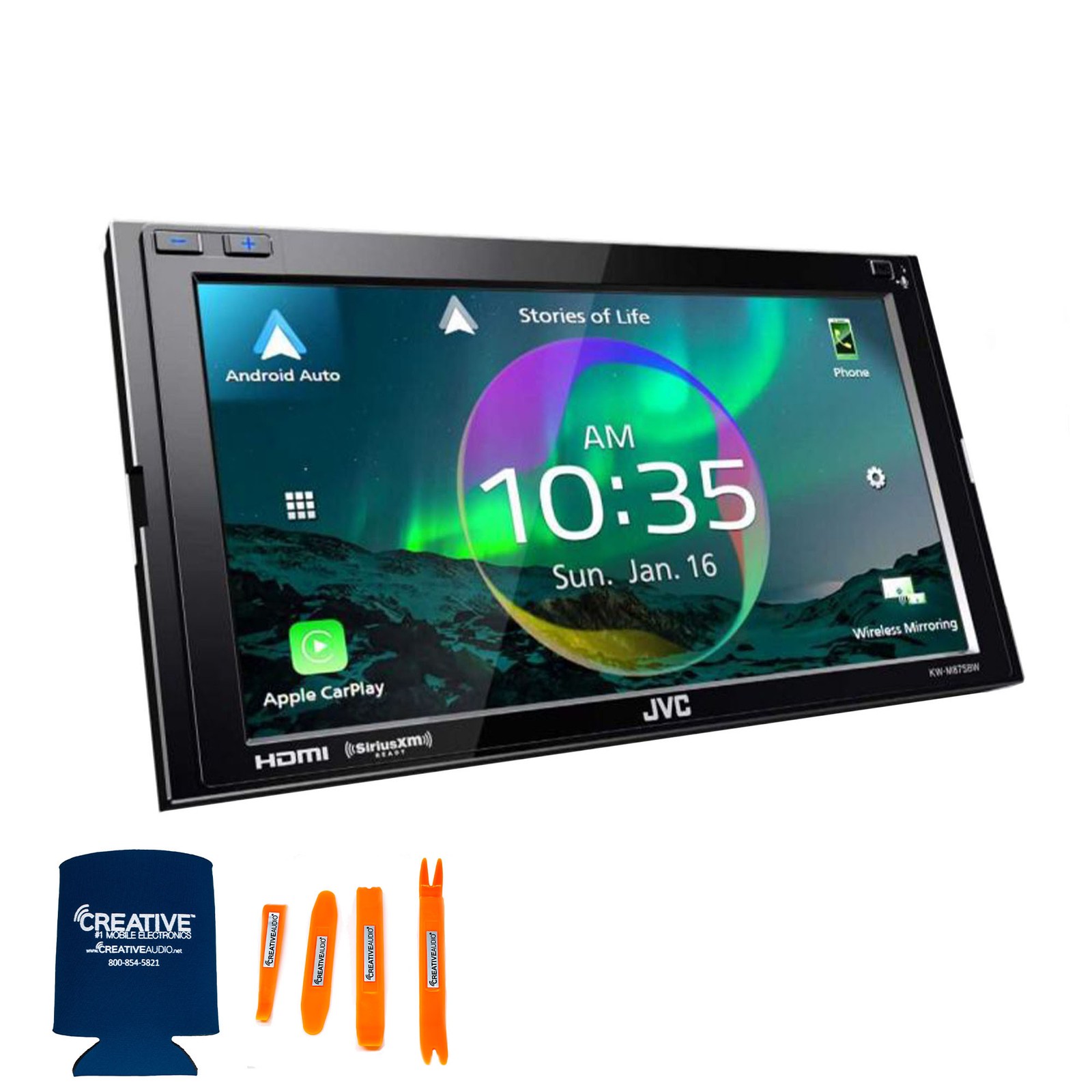 JVC KW-M875BW CarPlay/Android Auto Receiver, BT, High Res Audio, PAC SWI-CP5