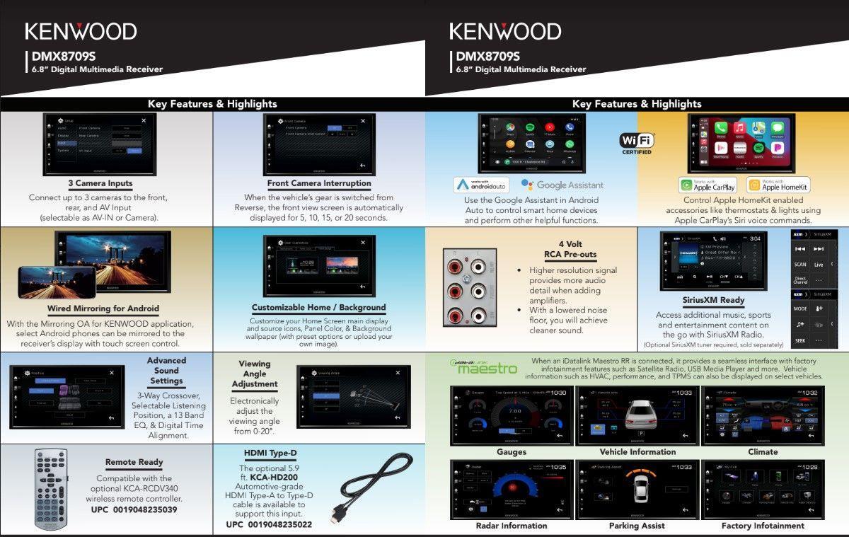 Kenwood DMX8709S 6.8” Radio w/ Bluetooth & Wireless Apple CarPlay + Android Auto