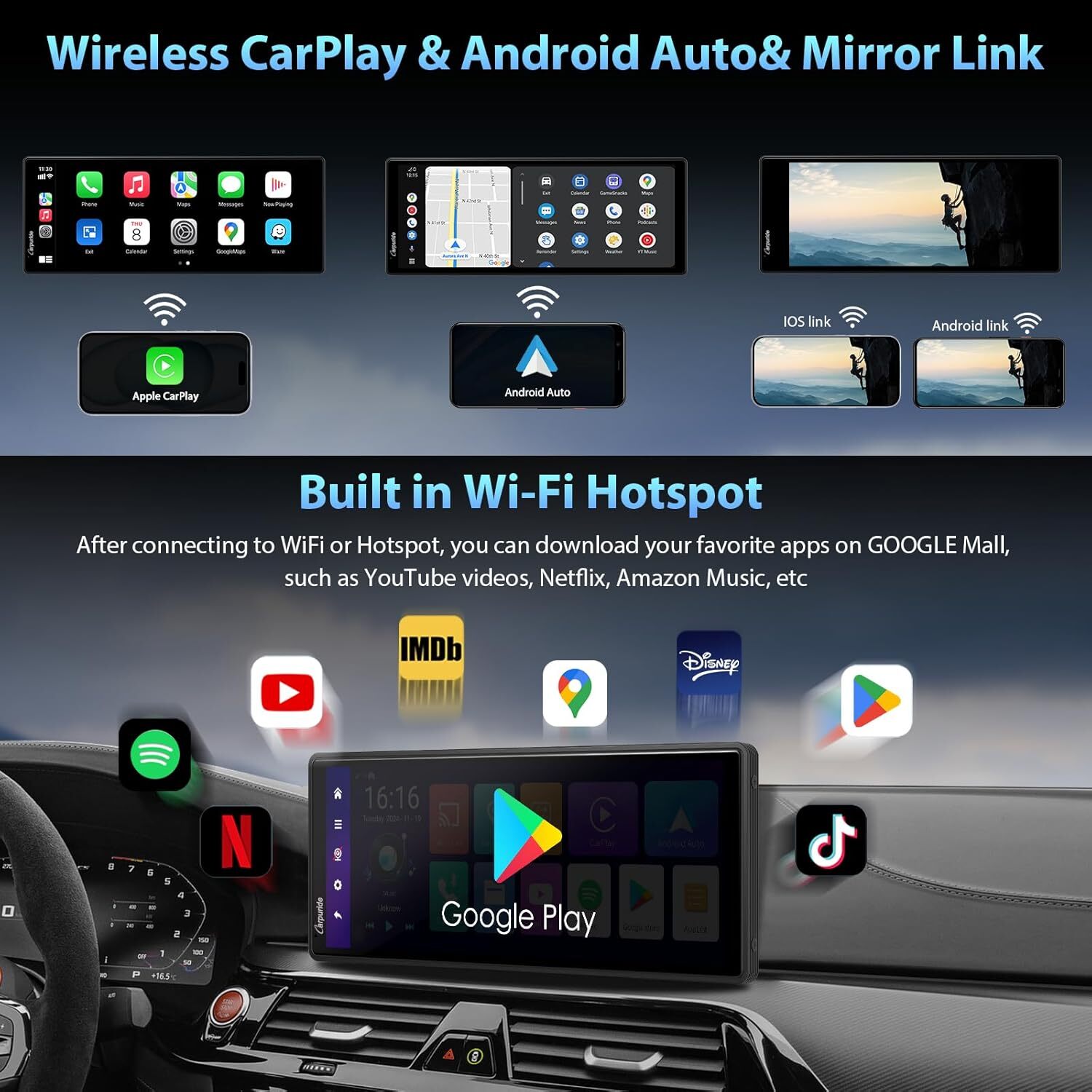 CARPURIDE W903Pro Carplay Android Auto APP Install GPS Navigation Car Stereo