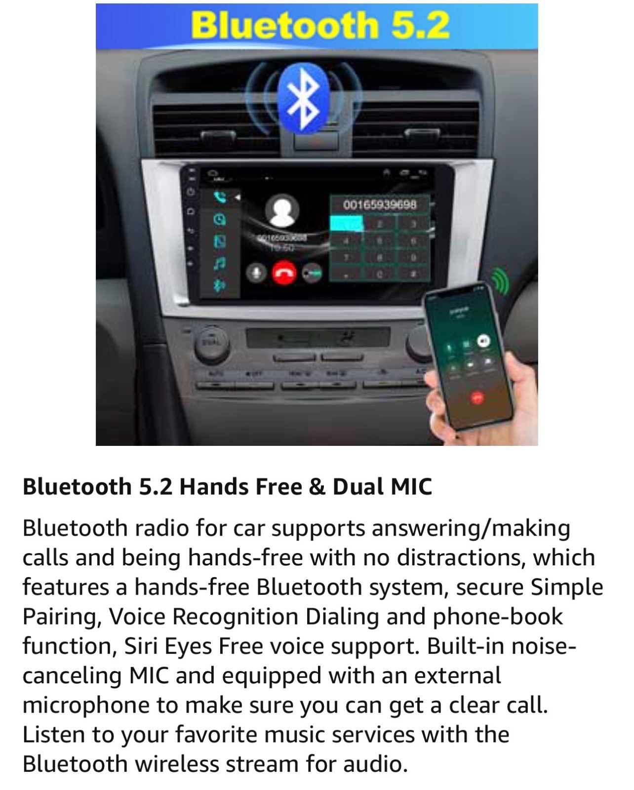Car Radio Stereo for Toyota Camry 2006-2011 Carplay&Android Auto&Mirrolink, SWC