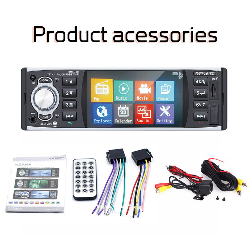 1 Din 4.1″ Car MP5 Player Touch Screen Car Stereo Radio Bluetooth RDS FM AM CAM