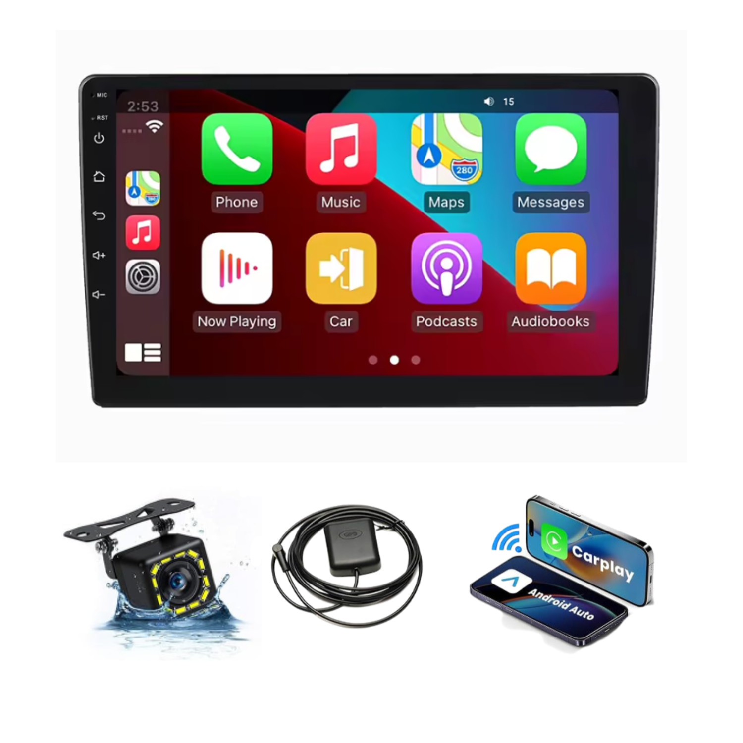 Android 7inches touch screen with Carplay, WiFi, Navigation, Bluetooth & Camera