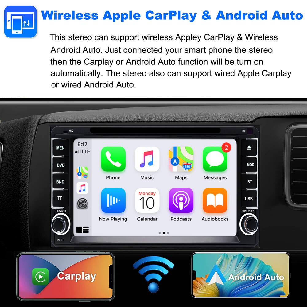 CarPlay Car CD DVD Stereo AM FM Radio Head Unit For Toyota FJ Cruiser 2007-2018