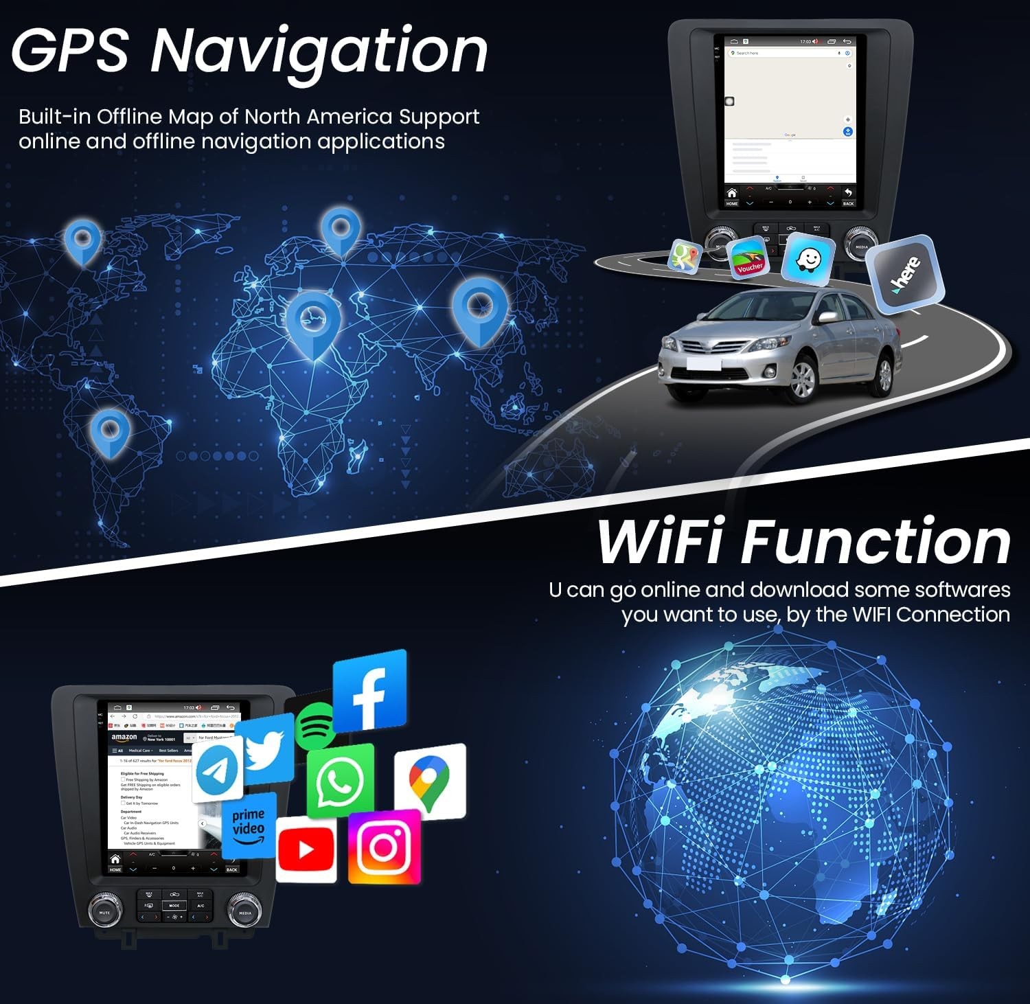 Apple Carplay For Ford Mustang 2010-2014 Android 13 Car Radio Stereo GPS 4G+64G