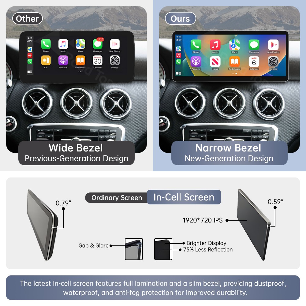 Wireless CarPlay Multimedia Touch Screen For Benz A GLA CLA B Class W246 4.5/4.7