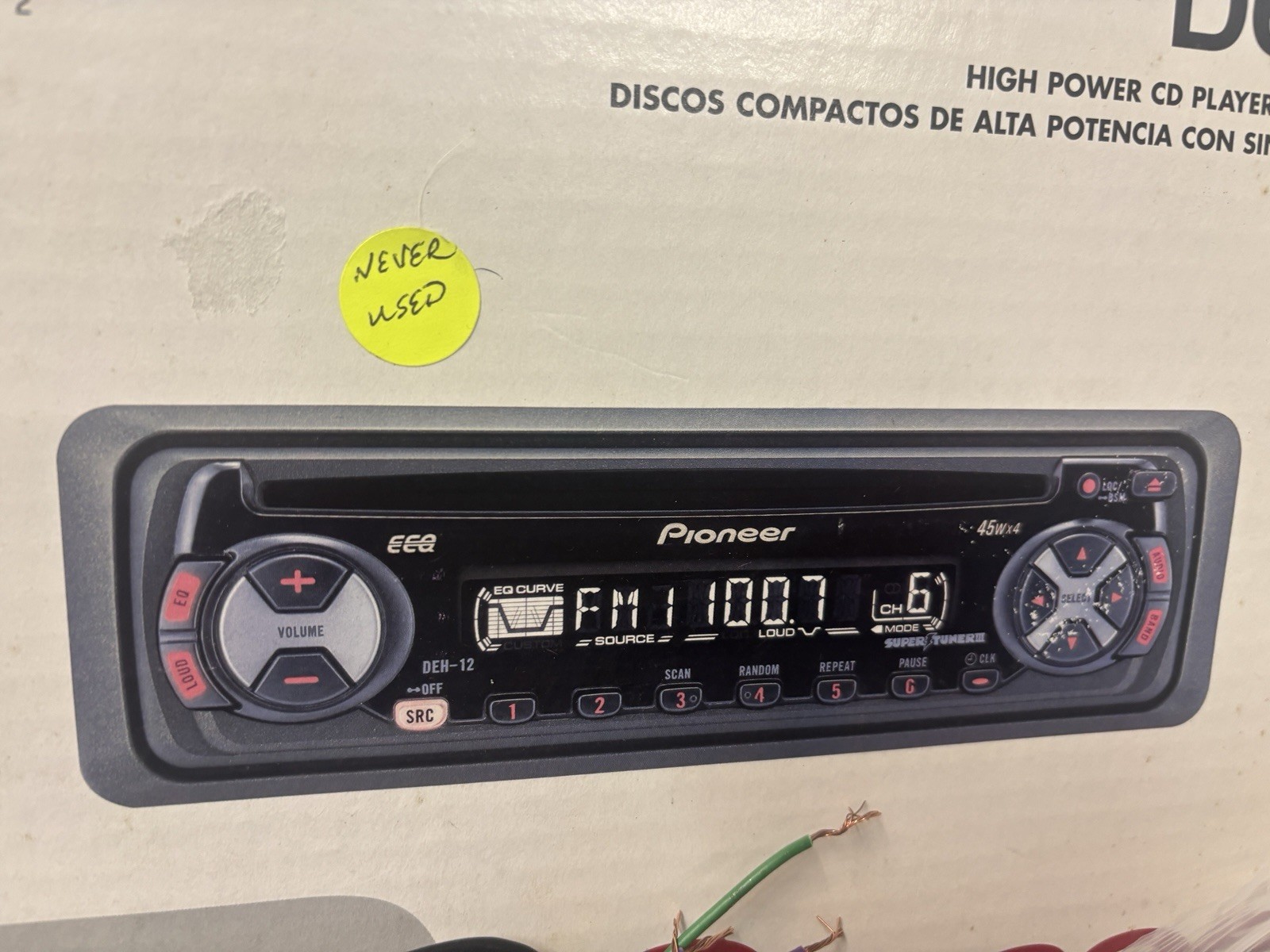 Pioneer High Power Cd Player, radio DEH-12 at 45w, Appears NOS