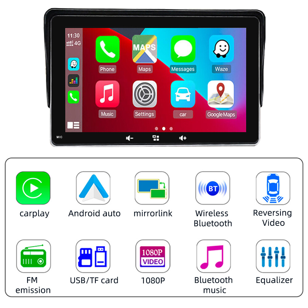 7” 2.5D IPS Portable Car Radio Android Auto Apple Carplay TouchScreen Bluetooth