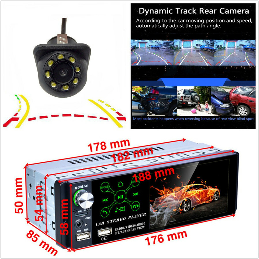 4.1″ Car Radio Bluetooth MP5 Player AM FM RDS w/ 8LED Intelligent Dynamic Camera