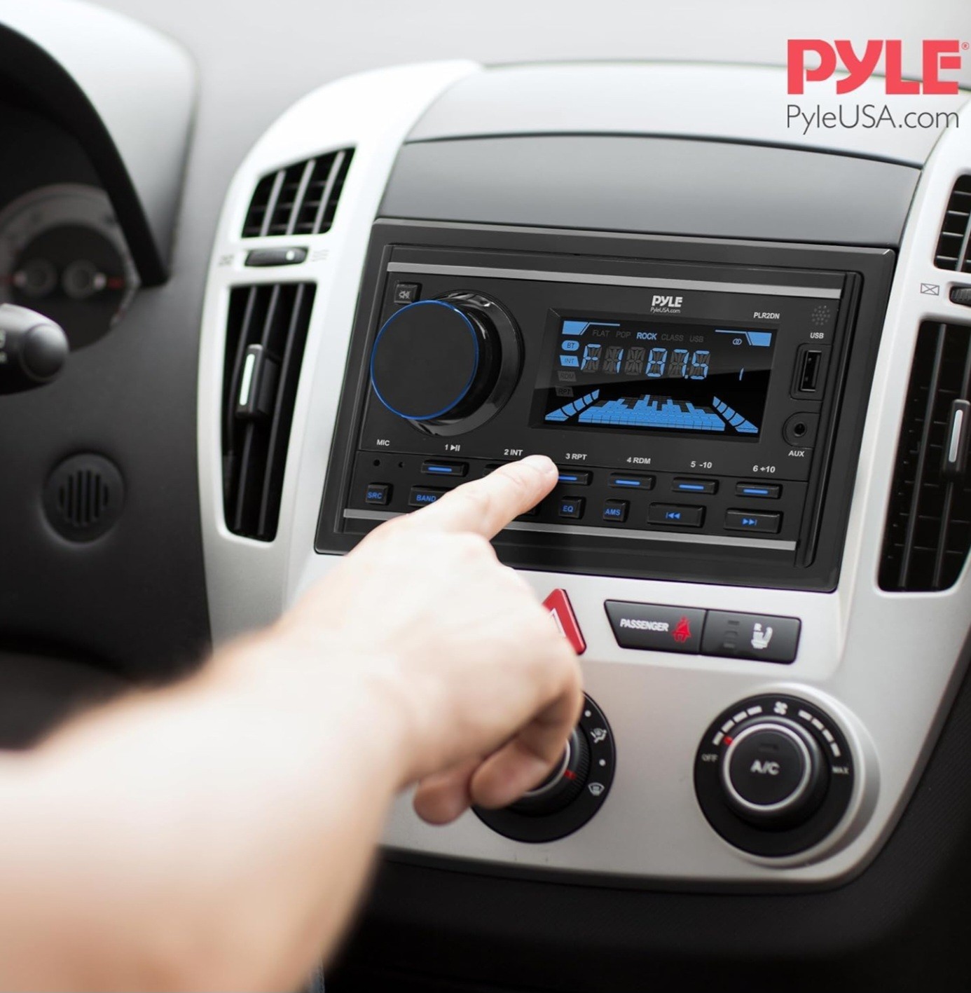 Pyle PLR2DN 2 DIN Stereo Receiver Power Amplifier Bluetooth USB AUX AM/FM Remote