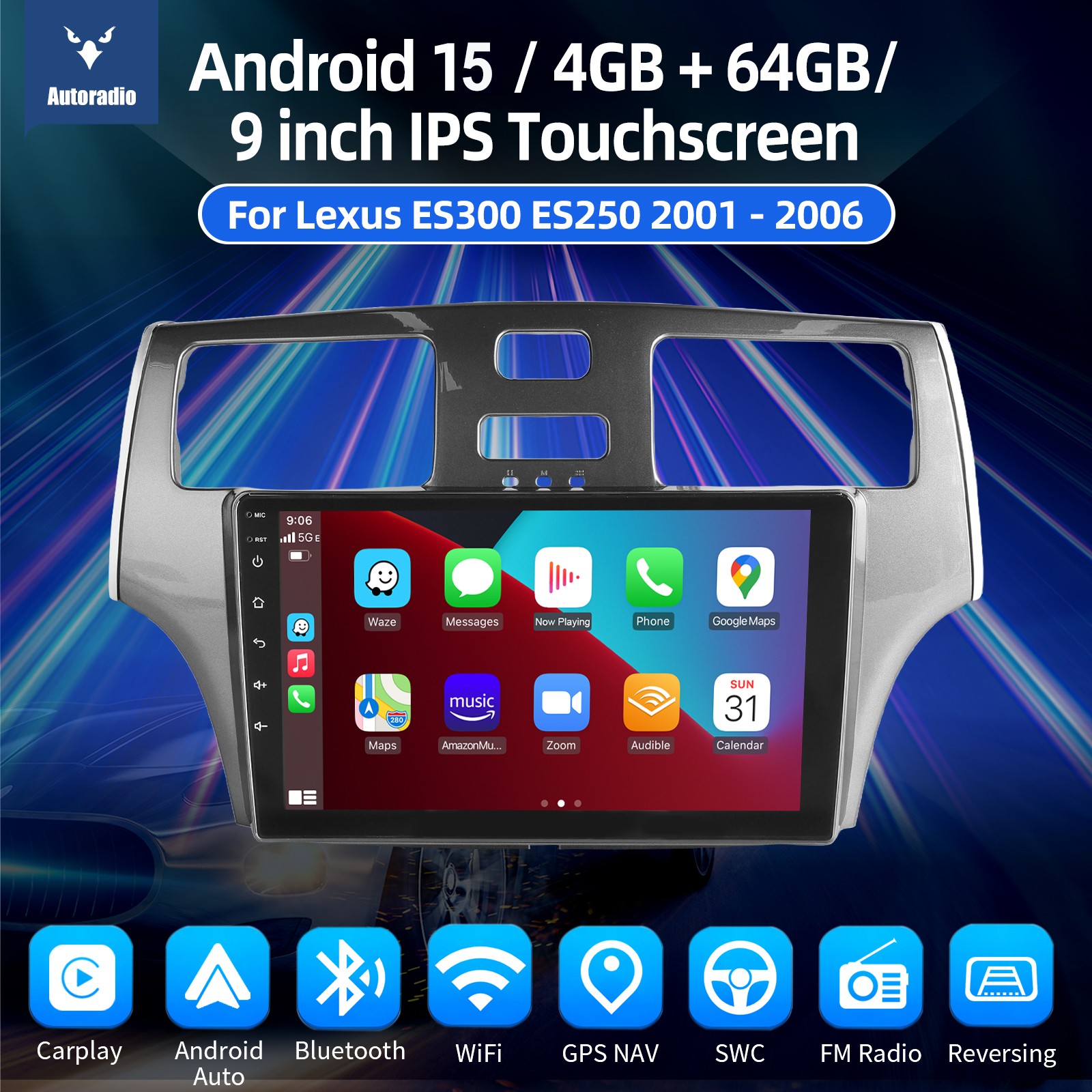 For 2001-2006 Lexus ES300 ES330 XV30 Android 15 Car Stereo Radio GPS NAVI Player