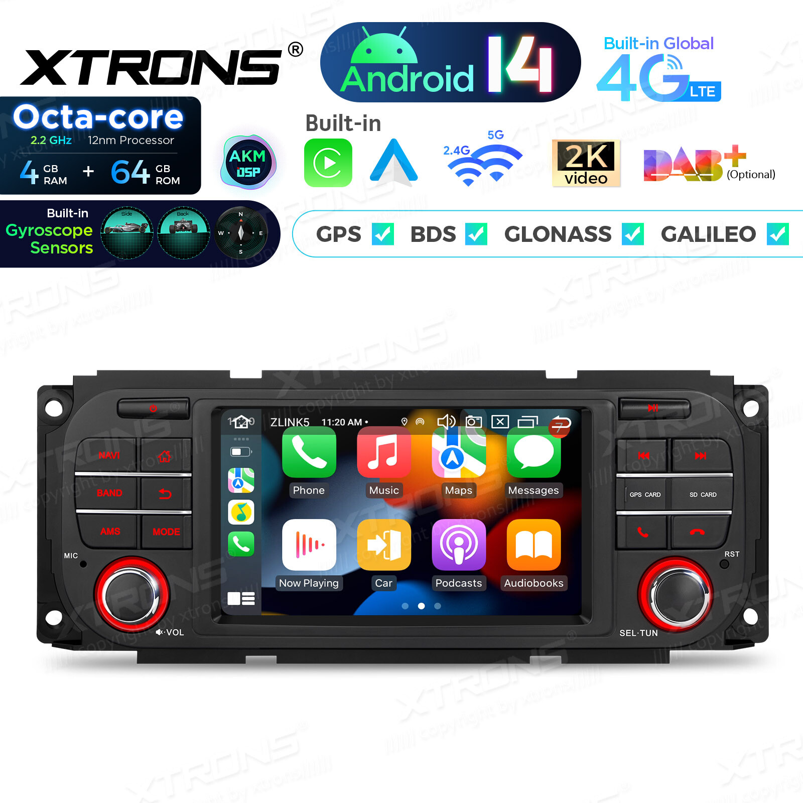 Android 13 8Core 5″ Car GPS Radio Stereo 4G LTE For Jeep Wrangler Dodge Chrysler