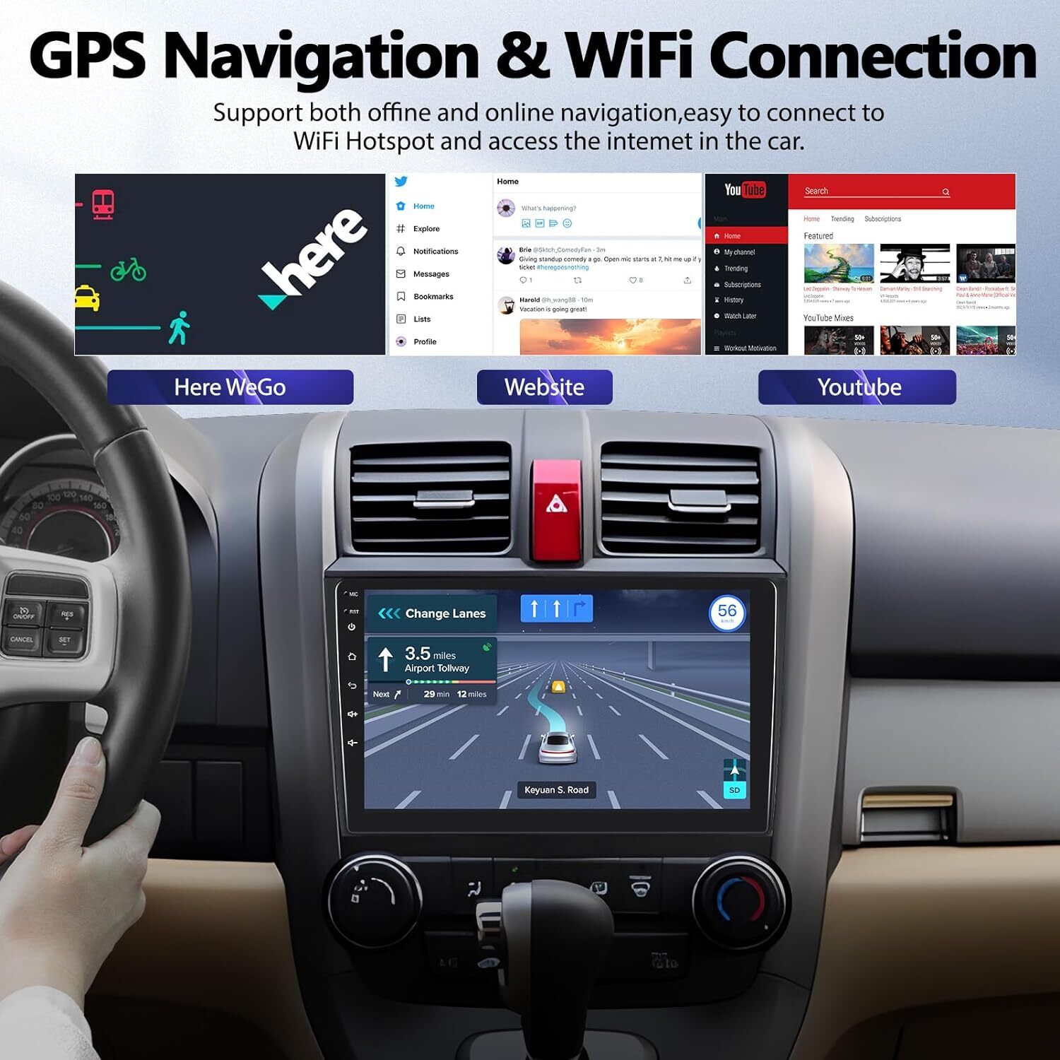 For Honda CRV 2007-2011 Android 15 Apple Carplay Car Stereo 32GB Radio + Camera