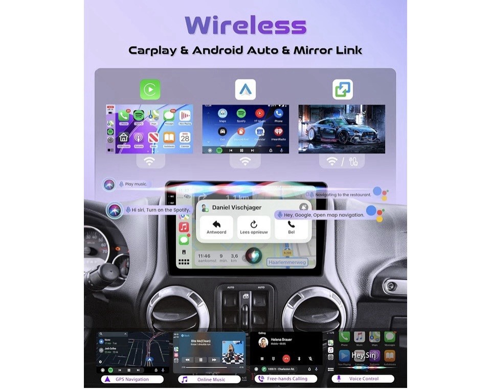 10.1” 4+64G Touchscreen Radio 2007-2018 Jeep Wrangler JK + More CarPlay BT GPS