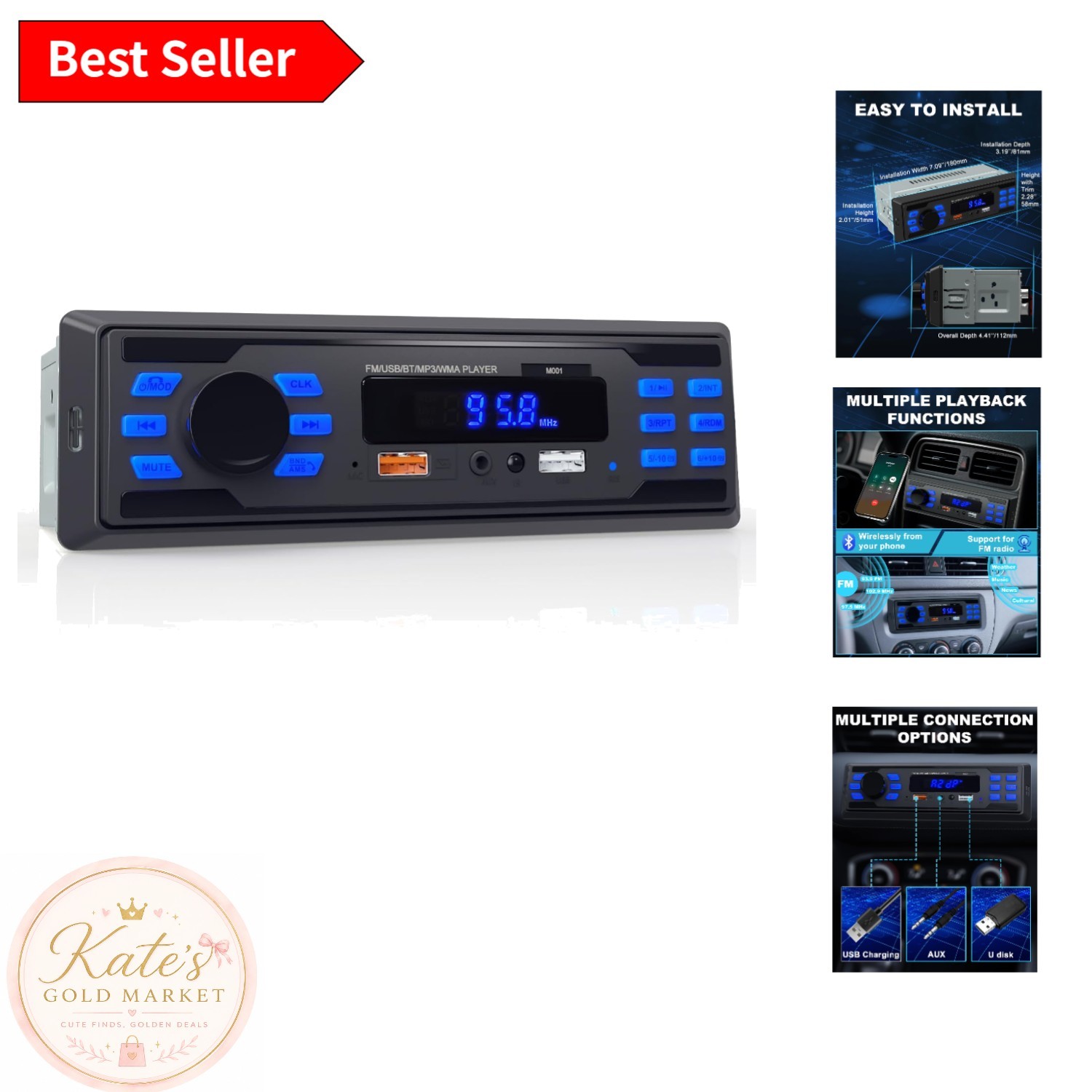 Compact Bluetooth Car Stereo with Dual USB and Remote – Perfect for Any Vehicle