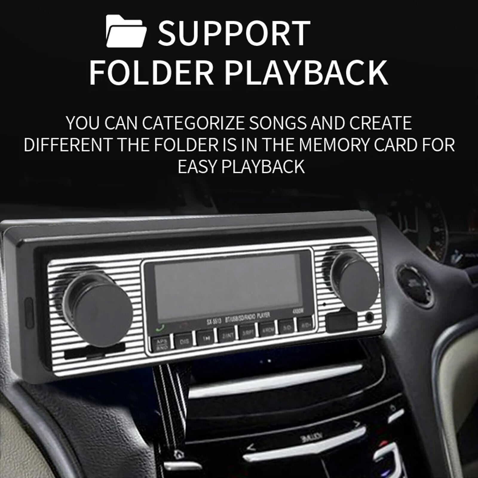Bluetooth Vintage Car FM Radio MP3 Player USB Classic Stereo Audio Receiver AUX