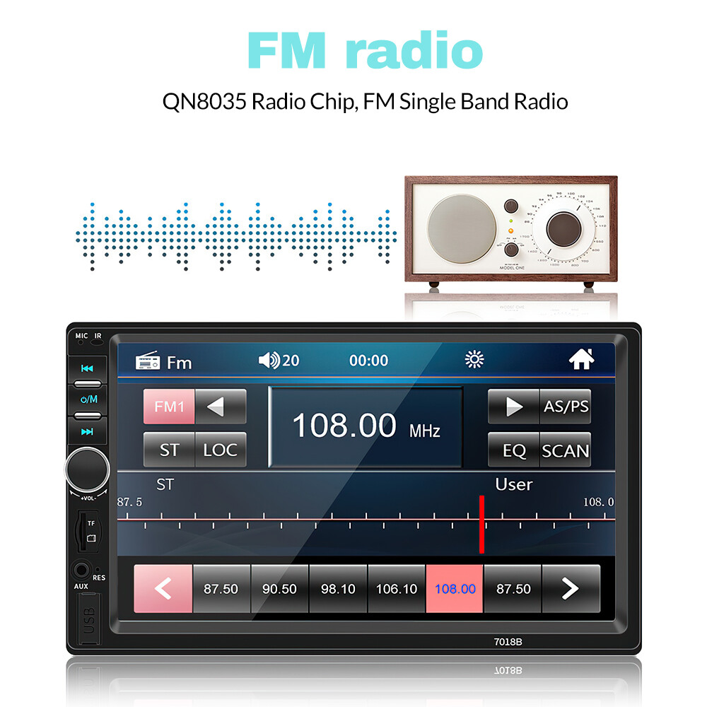 7″ 2Din Touch Screen Stereo Bluetooth FM Radio Car MP5 Player with Rear Camera