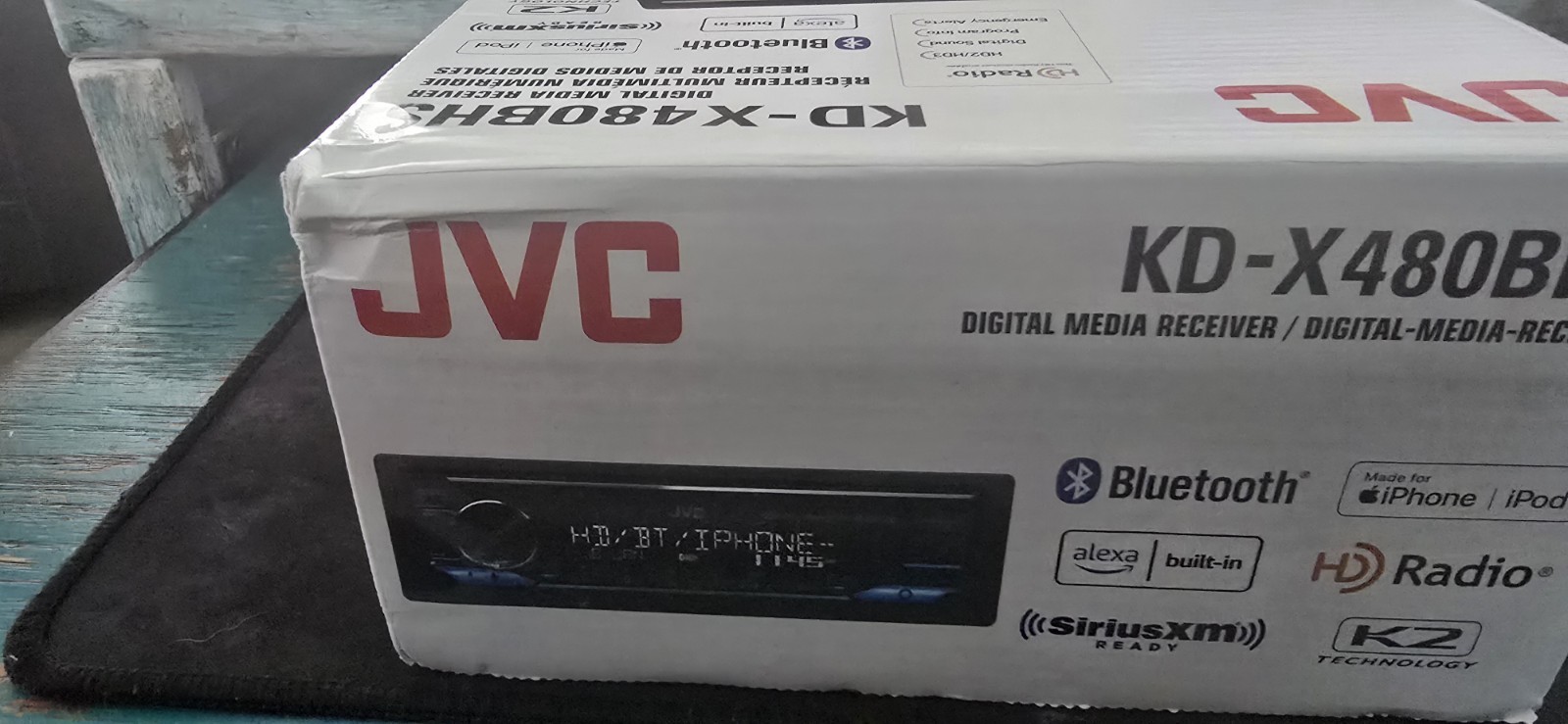 JVC KD-X480BHS Digital Media Receiver Bluetooth, USB HD Radio, SiriusXM Open Box