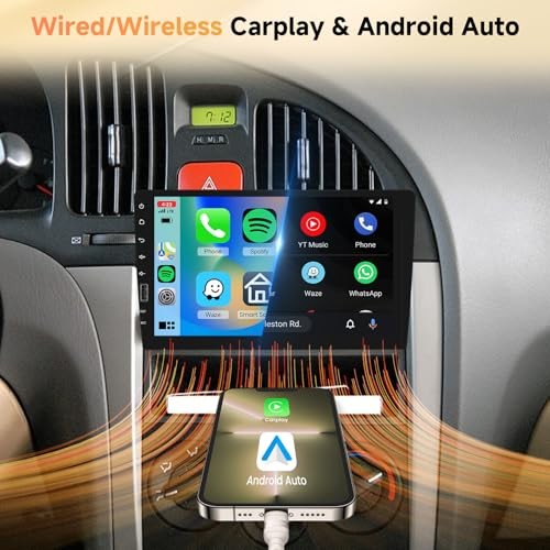 9 Inch Wireless Carplay Single Din Car Stereo Android Auto, Bluetooth IPS