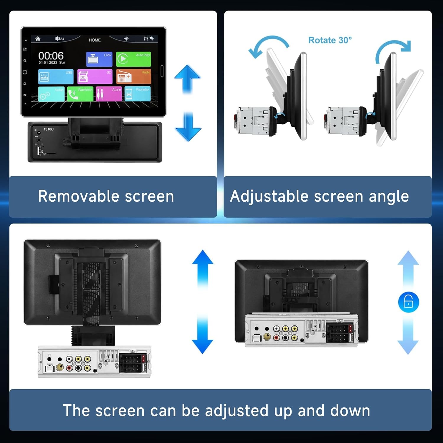 10.1 inch Single Din Car Stereo CarPlay Android Auto Mirror Link, Rimoody…