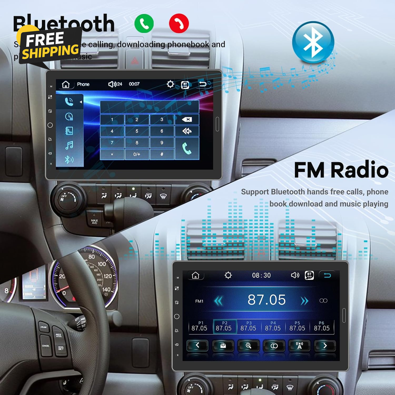 10.1 Inch Single Din Car Stereo with Carplay and Android Auto, 10 Inch