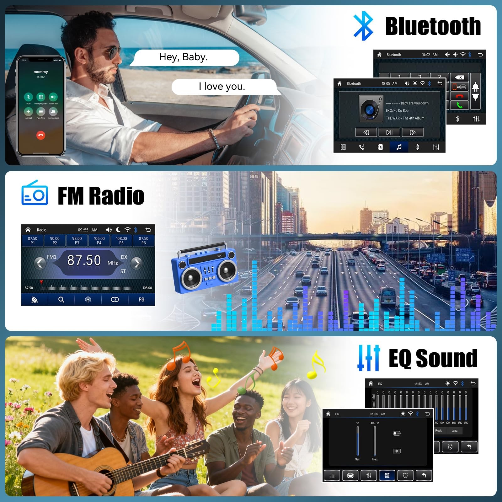 Double Din Wireless Carplay Android Auto Bluetooth Car Radio, 7 Inch Model 2
