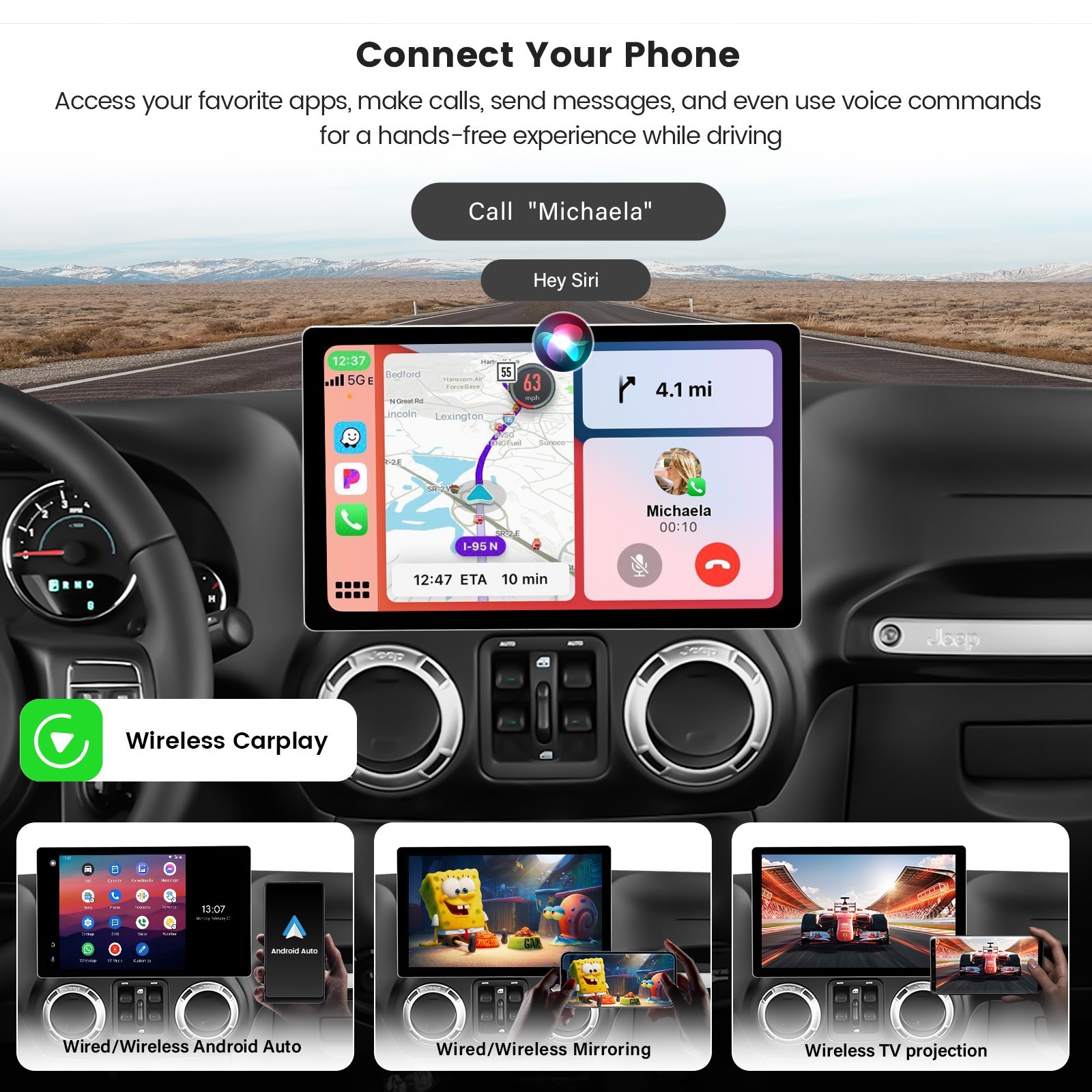 Dasaita 11.6″ Car Stereo for Jeep Wrangler 2007-2018 CarPlay 2K QLED