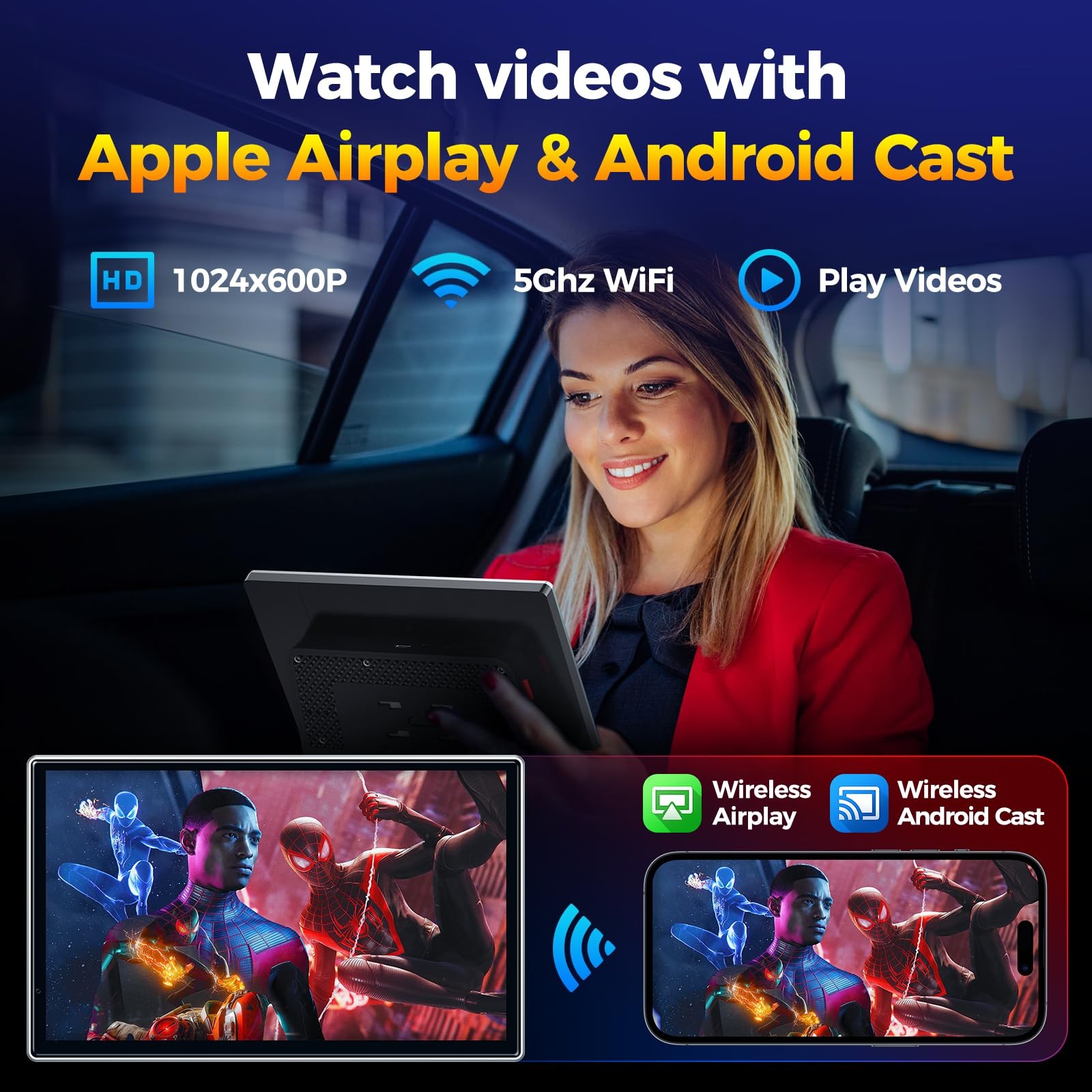 7″ Wireless CarPlay Android Auto Screen for Car – Voice Control, GPS Navigati…