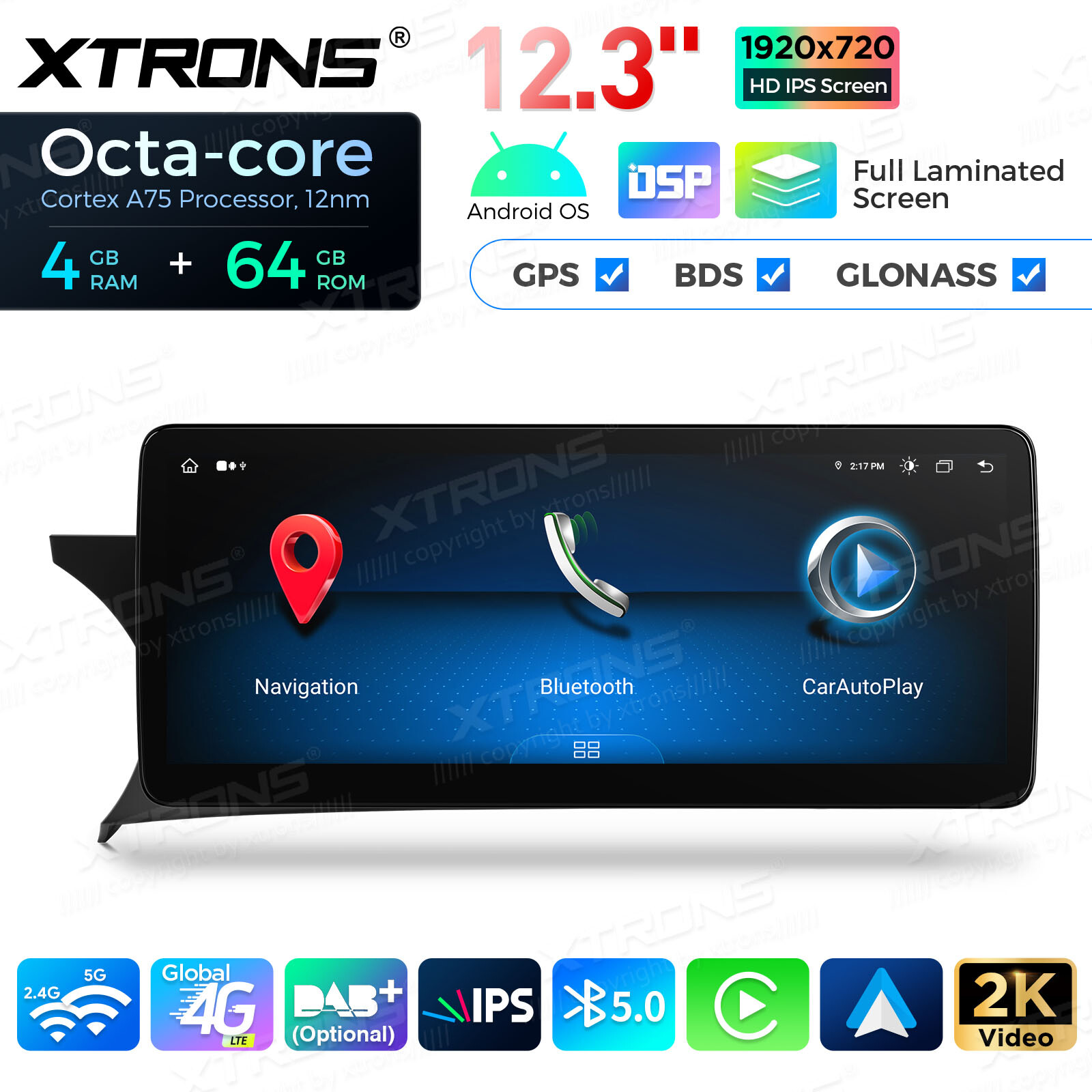 12.3″ Android 13 8-Core Car Stereo GPS Retrofit For Benz C-Class W204 2011-2014