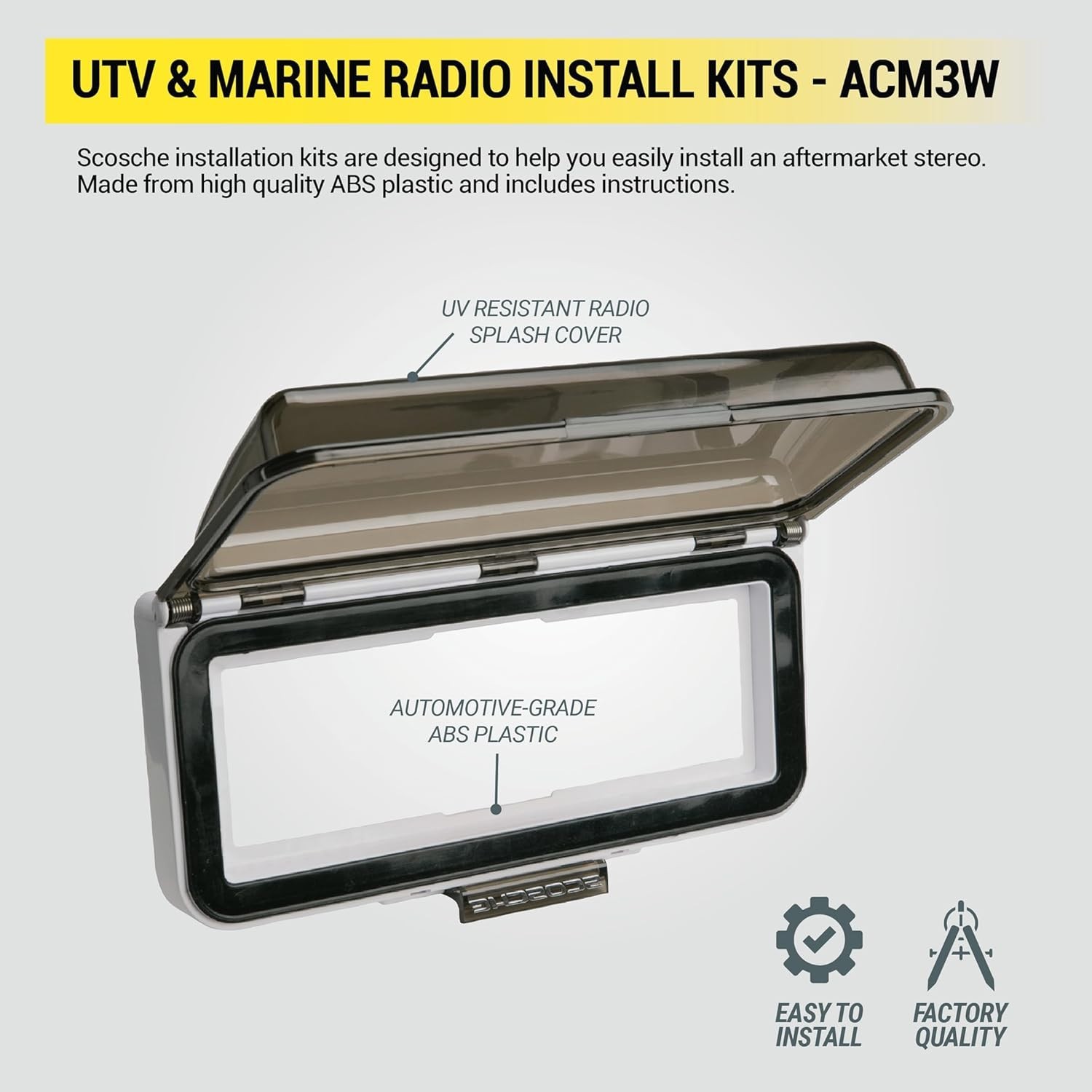 Scosche ACM3W Universal Marine Radio Cover – Water Resistant Boat Dash White