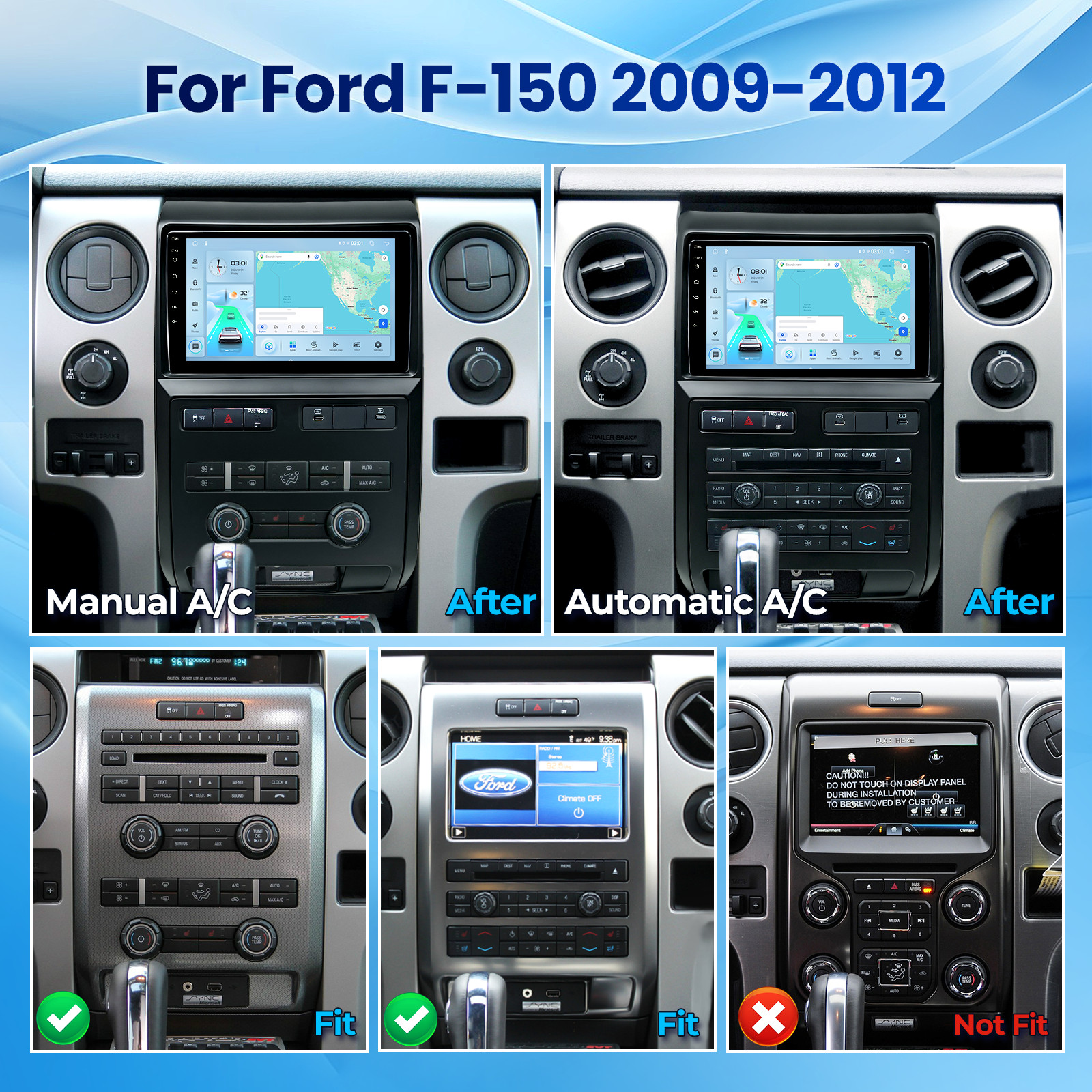 9″ Android 13 Car Radio Stereo Screen Carplay Navi GPS For Ford F150 2009-2012