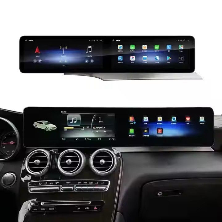 8G+128GB 12.3″ Dual Screen Car Radio Stereo For 2019 Mercedes Benz GLC C Class