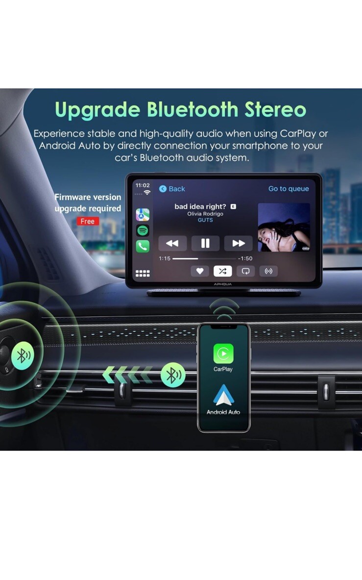 2024 APHQUA Wireless Portable Carplay and Android Auto,Carplay Screen for Car…