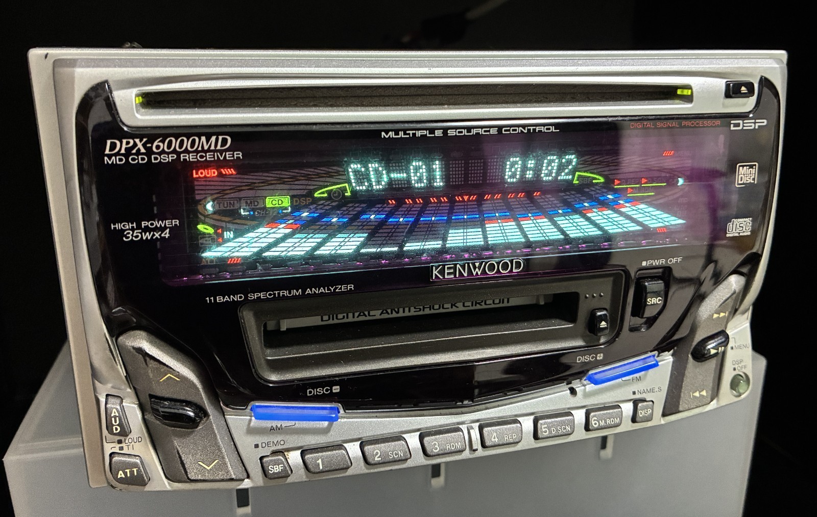 KENWOOD DPX-6000MD Car Audio 2DIN CD MD 13PIN-BUS RCA OUTPUT Working Tested JDM