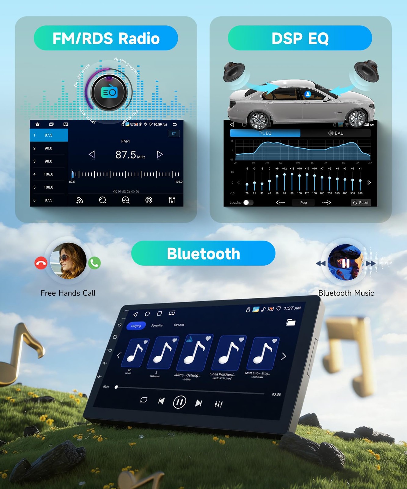 4Core 4G+64G Car Radio for Toyota Corolla 2009-2013 Android Car Stereo Wirele…