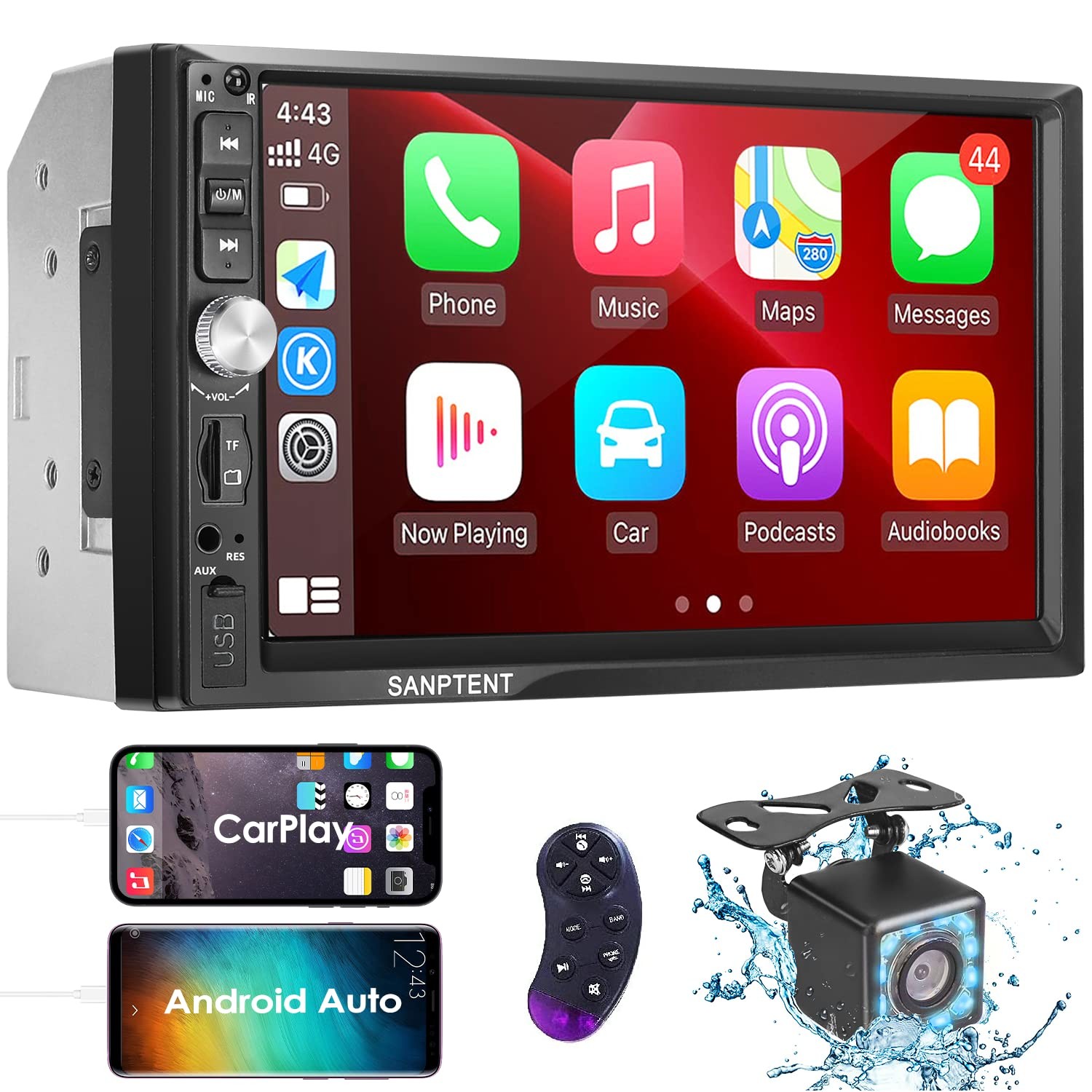 Estereo De Doble Din Với Control De Voz Y Camara De Reversa De Lujo Pro