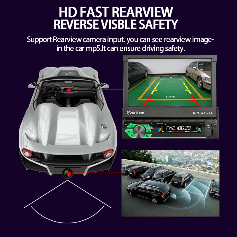 1DIN 7′ Car Radio Stereo USB/FM Touch Screen Head Unit GPS Maps Camera Bluetooth