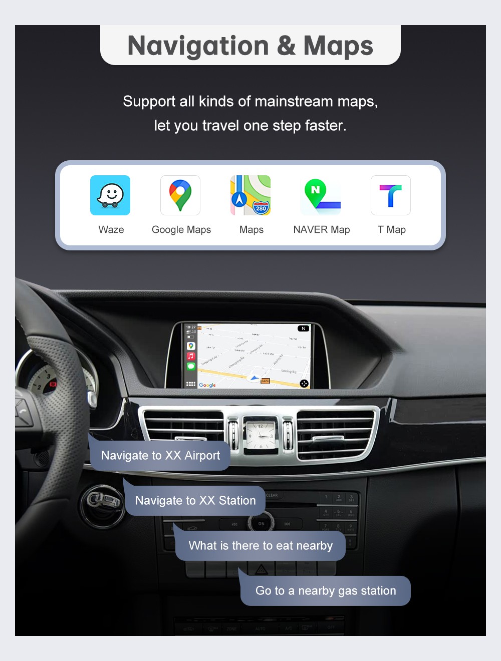 Wireless Carplay Android Auto Retrofit Kit for E Class W212 E Coupe C207 2012-15
