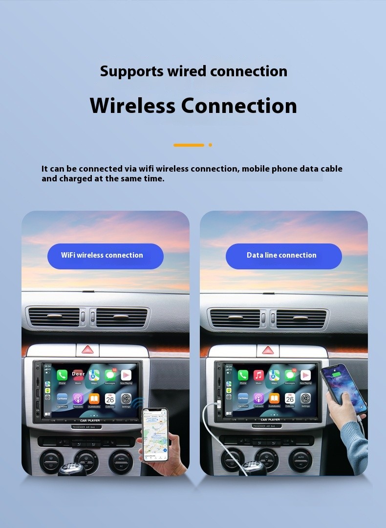 Factory Private Mold 7 Inch Double Spindle Machine Wireless Carplay Screen Car