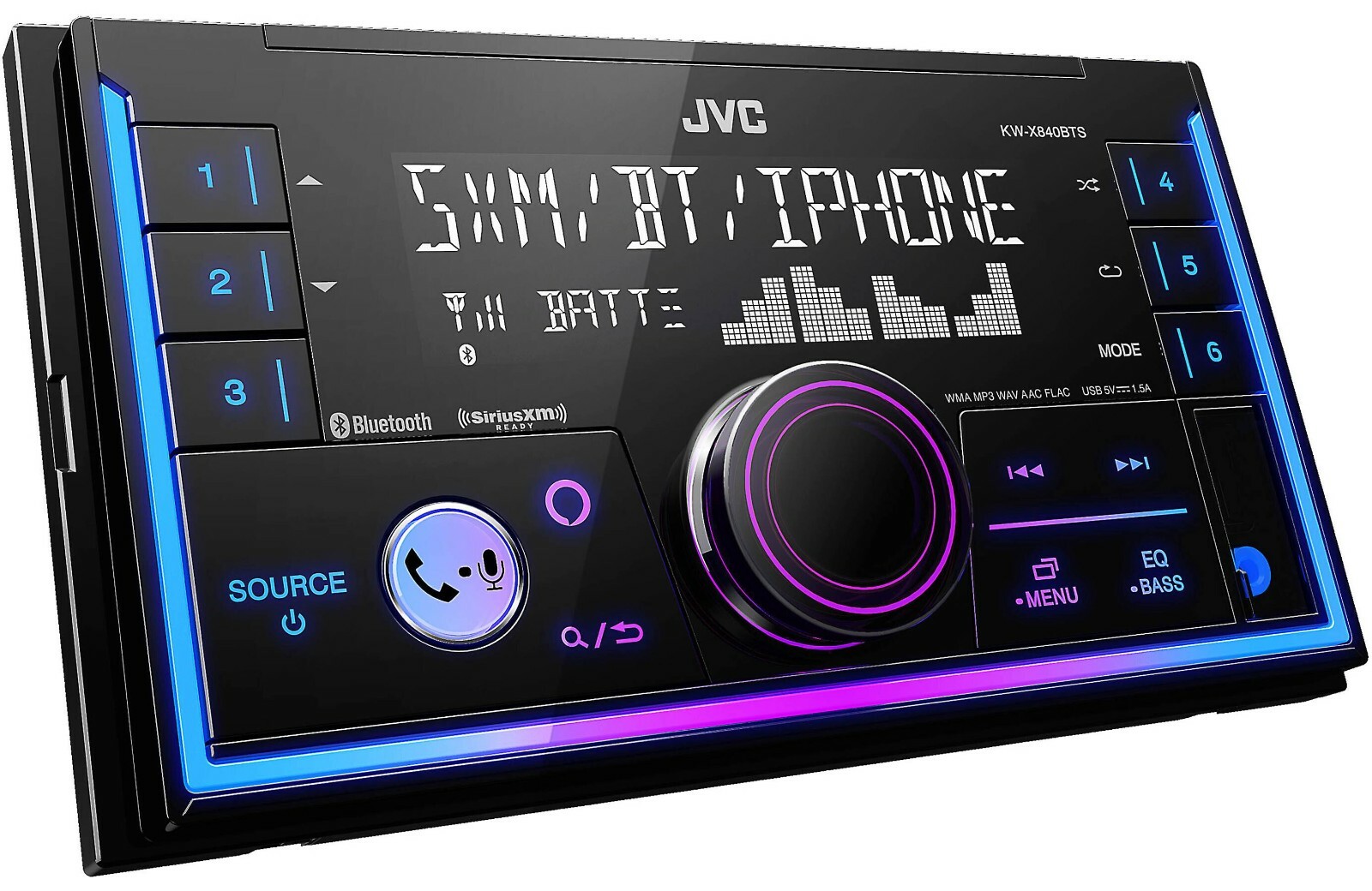 JVC KW-X840BTS Bluetooth Media 200w Car Stereo iPhone Android XM AM FM USB Aux
