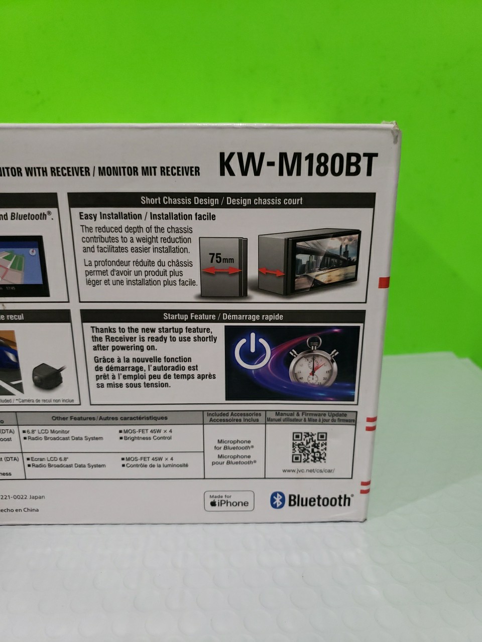 NEW JVC KW-M180BT, 2-DIN Digital Media Receiver, w/ Bluetooth Open Box