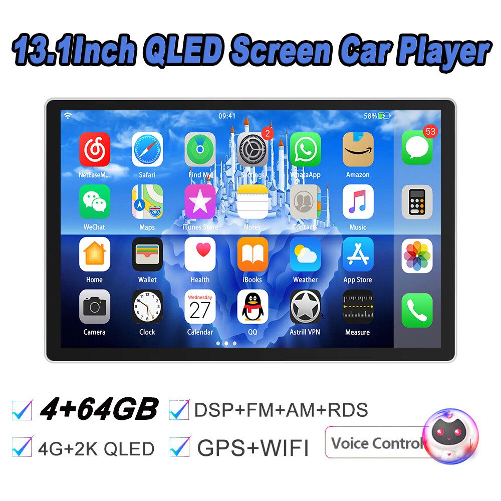 13.1”Android 13 8 CORE 4+64GB Car radio stereo 4G DSP Carplay 2KQLED Screen AI