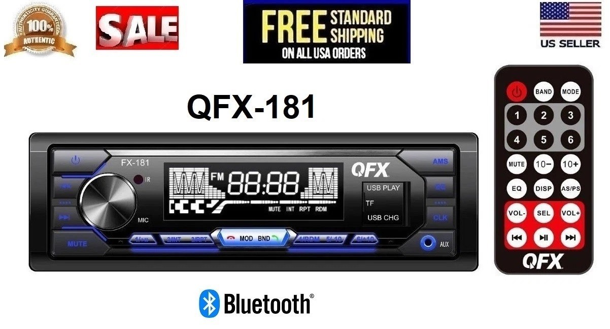QFX FX-181 Bluetooth Car Audio Stereo Receiver AM/FM Receiver-In Dash MP3 Player