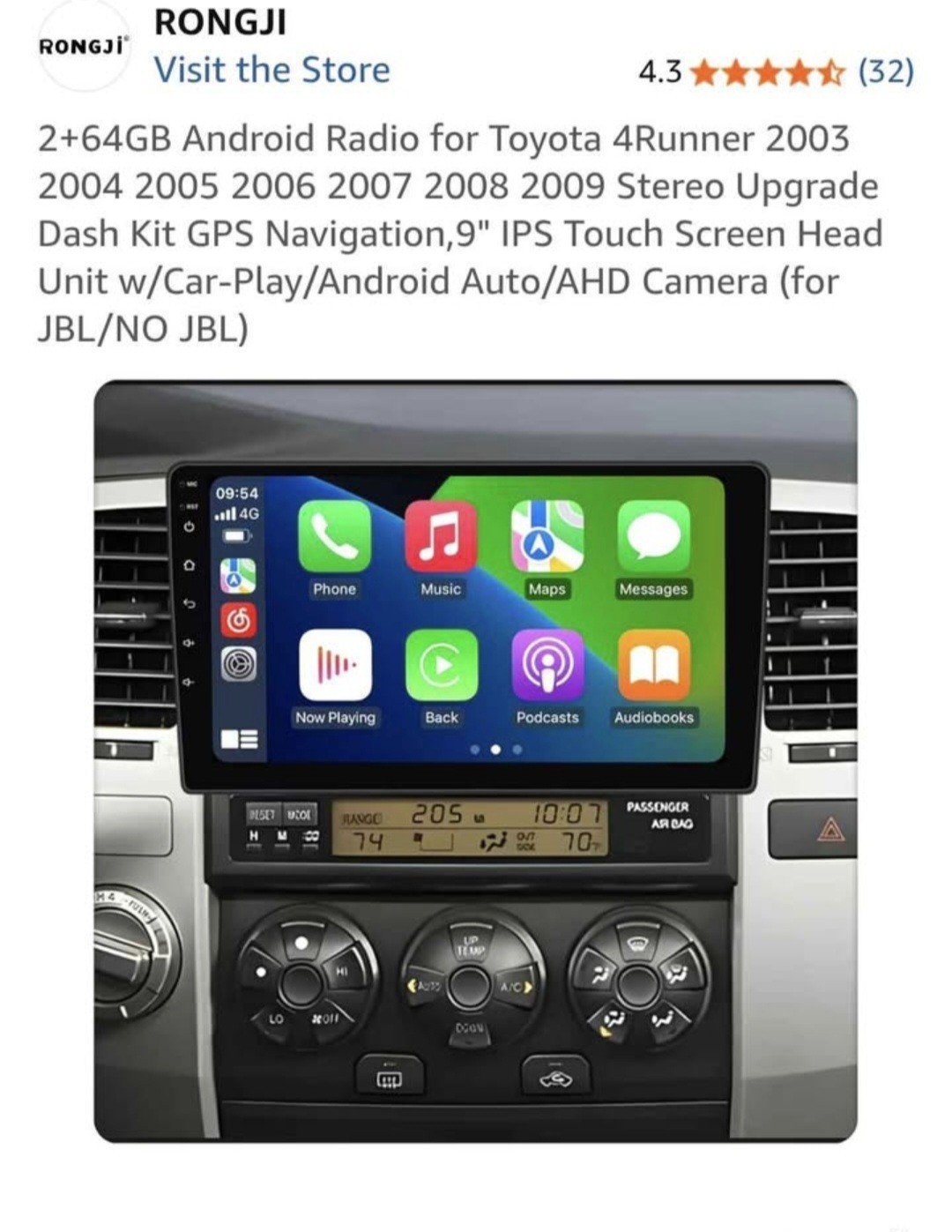 RONGJI 2 DIN Android Car Radio Touchscreen GPS Wi-Fi Bluetooth Android Auto