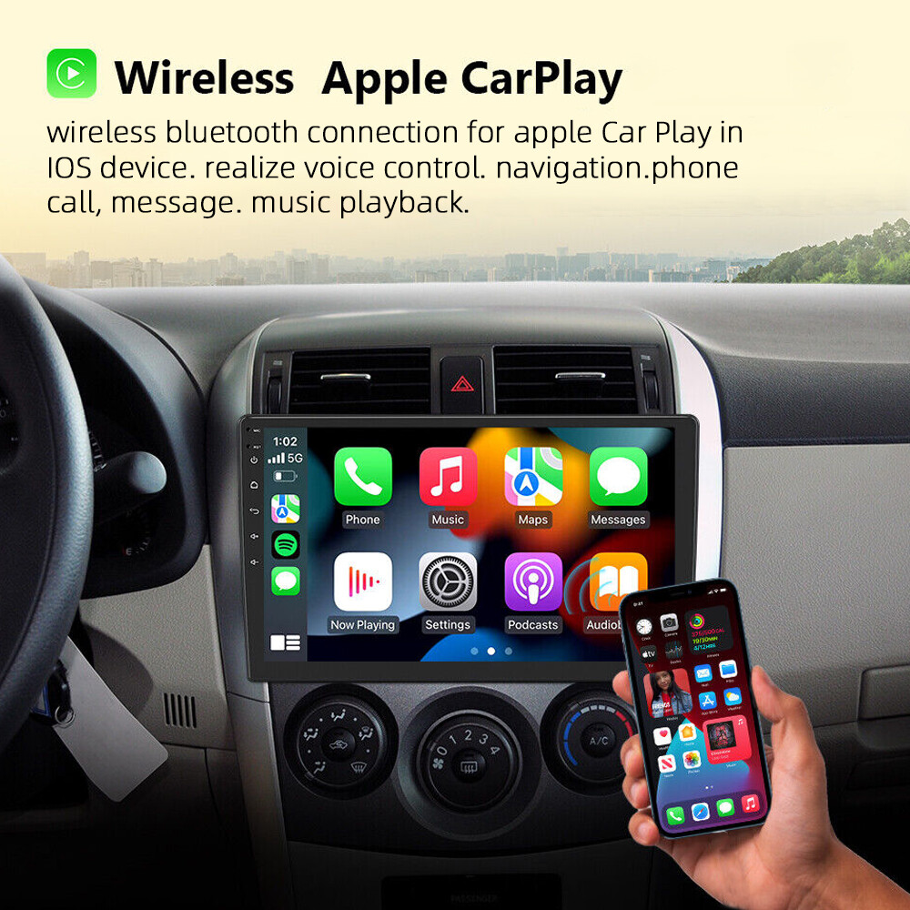 Android 10in 2 Din Touch Screen Car Stereo Radio Bluetooth WIFI Wireless Carplay
