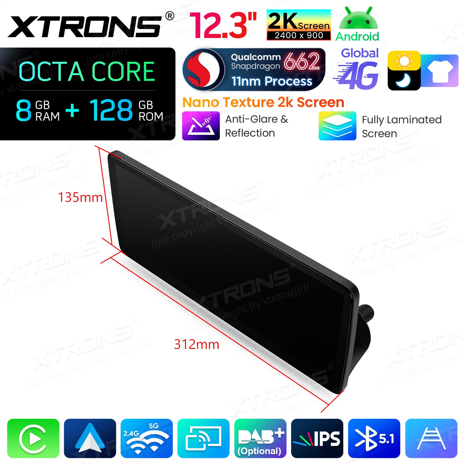 For Mercedes Benz GLK Class X204 Android 14 Stereo 12.3″ 2K Nano Display 8+128GB
