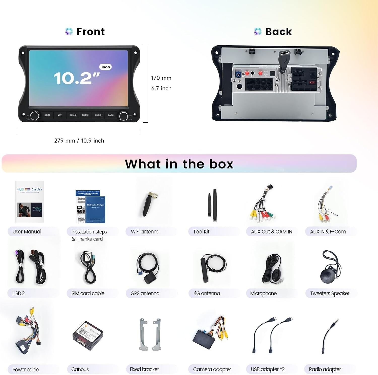 Android 13 10.2″ Car Radio for Jeep Wrangler JL/Gladiator JT 2018-2022 CarPlay